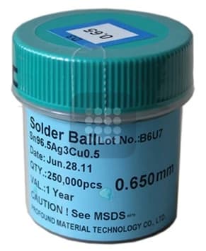 BILE BGA ROHS | FARA PLUMB | SN96 AG3 CU05 SGS CERTIFIED 0.65MM 250K | UZ PROFESIONAL