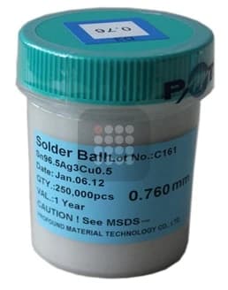 BILE BGA ROHS | FARA PLUMB | SN96 AG3 CU05 SGS CERTIFIED 0.76MM 250K | UZ PROFESIONAL