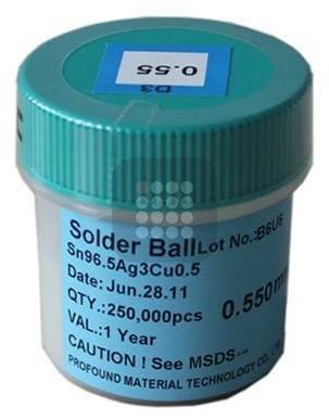 BILE BGA ROHS | FARA PLUMB | SN96 AG3 CU05 SGS CERTIFIED   0.55MM 250K | UZ PROFESIONAL
